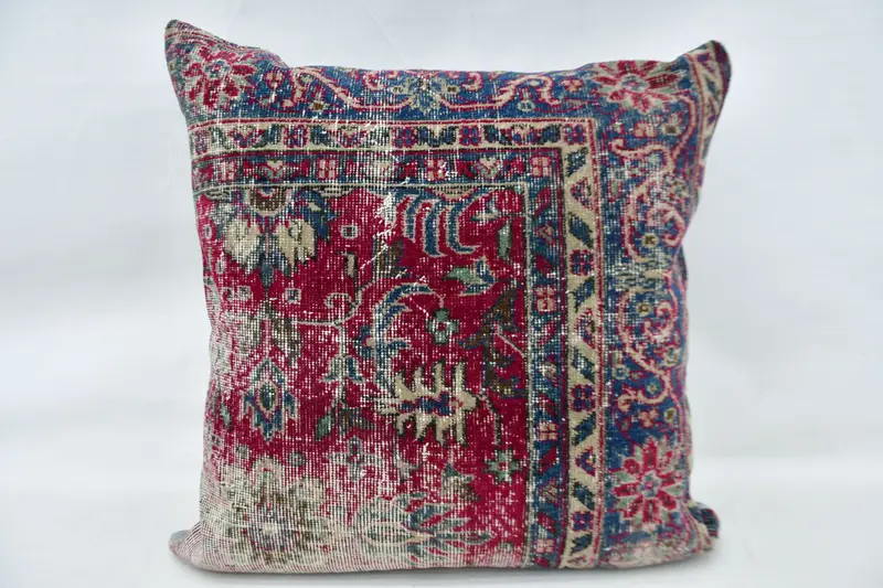 Vintage Kilim Pillow, 32x32 Red Cushion, Kilim Cushion Sham, Ethnical Kilim Rug Pillow, Boho Chic Cushion Case, Cushion - 1