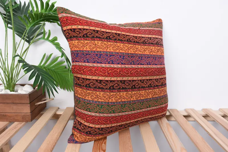 Sofa Pillow Cover, Kilim Pillow, Car Cushion Case, Throw Kilim Pillow, Handmade Kilim Cushion, Cushion, 20x20 Orange Cushion, Accent Pillow Sham - 4