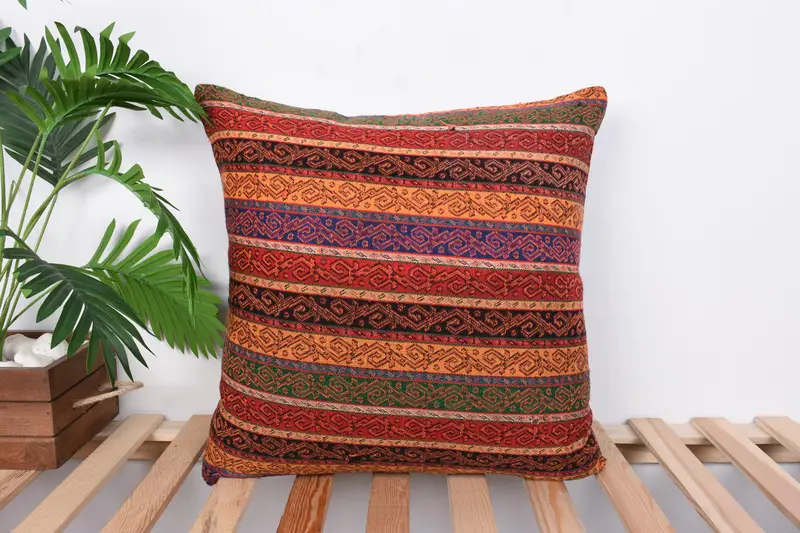 Sofa Pillow Cover, Kilim Pillow, Car Cushion Case, Throw Kilim Pillow, Handmade Kilim Cushion, Cushion, 20x20 Orange Cushion, Accent Pillow Sham - 1