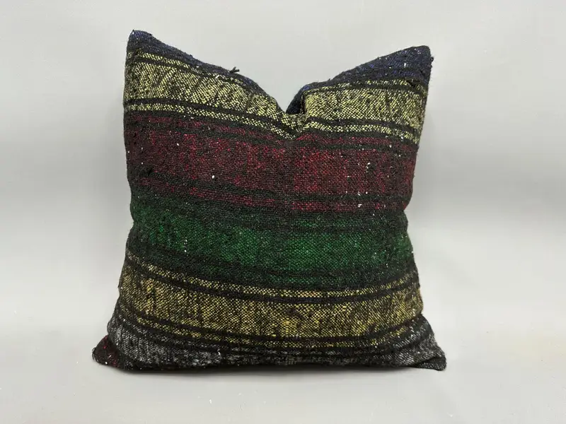 Kilim Pillow Cover, Pillow, Kilim Pillow, Christmas Cushion, Vintage Kilim Throw Pillow, 20x20 Yellow Pillow Cover, Ethnic Throw Cushion Cover - 1