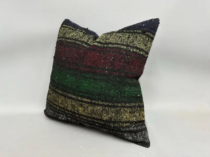 Kilim Pillow Cover, Pillow, Kilim Pillow, Christmas Cushion, Vintage Kilim Throw Pillow, 20x20 Yellow Pillow Cover, Ethnic Throw Cushion Cover - 3