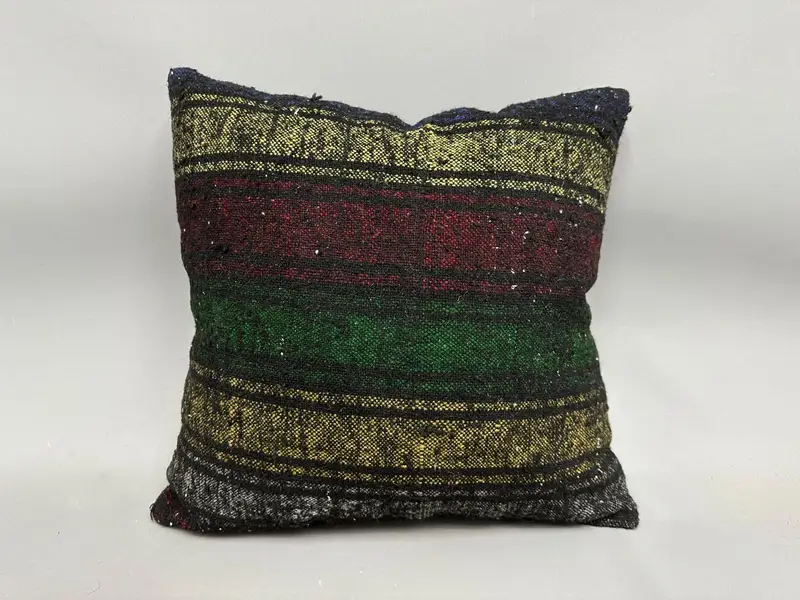 Kilim Pillow Cover, Pillow, Kilim Pillow, Christmas Cushion, Vintage Kilim Throw Pillow, 20x20 Yellow Pillow Cover, Ethnic Throw Cushion Cover - 4