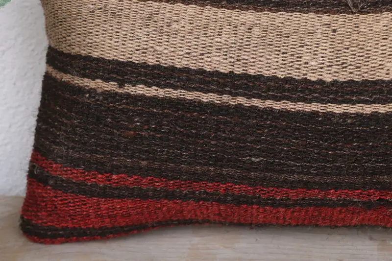 Kilim Pillow Cover, Vintage Kilim Throw Pillow, Authentic Cushion Cover, Boho Pillow Sham Cover, Cushion Case, 8x16 Brown Pillow Cover - 3