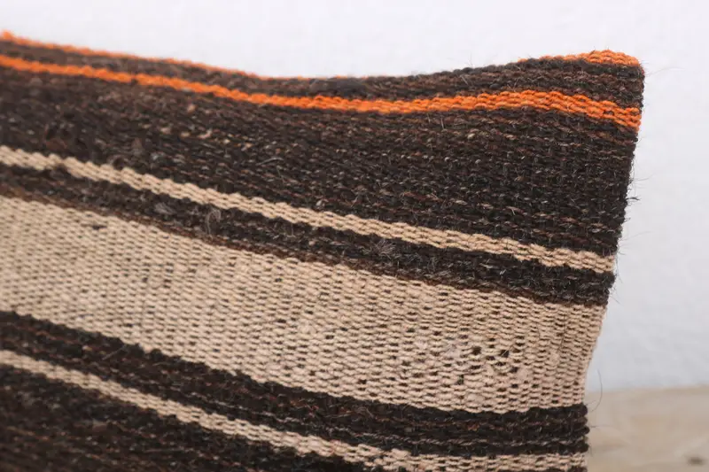 Kilim Pillow Cover, Vintage Kilim Throw Pillow, Authentic Cushion Cover, Boho Pillow Sham Cover, Cushion Case, 8x16 Brown Pillow Cover - 5
