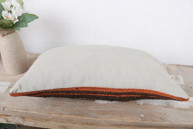 Kilim Pillow Cover, Vintage Kilim Throw Pillow, Authentic Cushion Cover, Boho Pillow Sham Cover, Cushion Case, 8x16 Brown Pillow Cover - 7