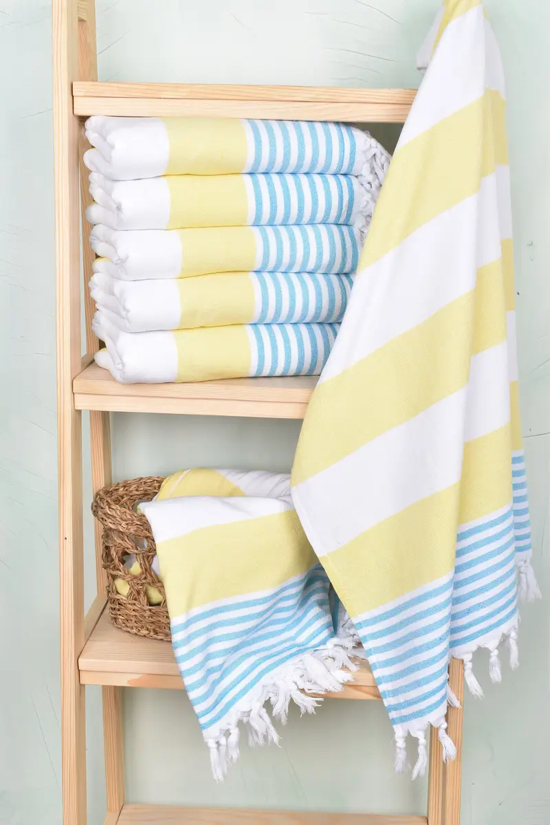 Thin towel, Bridal Shower Favor, Organic Towel, Turkish Bath Towel Set, Travel towel, 68x36 Cotton Striped Terry Towel, Organic Turkish towel - 3