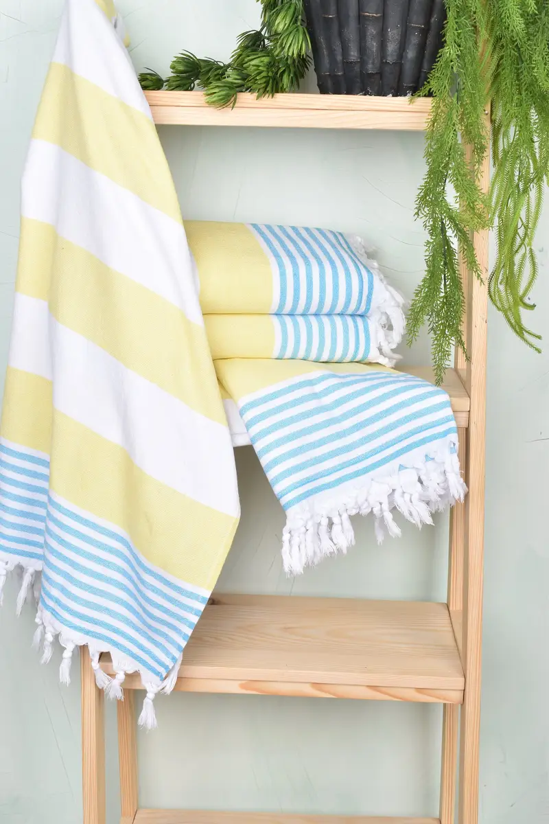 Thin towel, Bridal Shower Favor, Organic Towel, Turkish Bath Towel Set, Travel towel, 68x36 Cotton Striped Terry Towel, Organic Turkish towel - 6