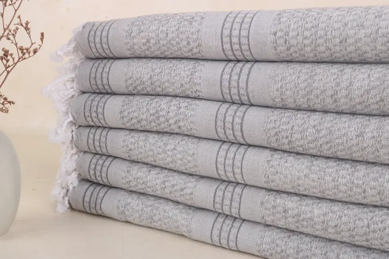 Personalisiertes grau gestreiftes Leinenhandtuch, 36 x 71 Zoll, für verschiedene Verwendungszwecke