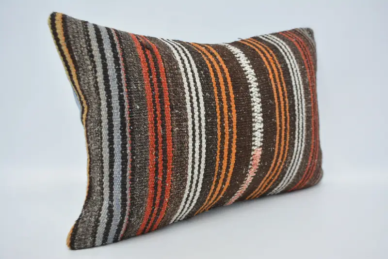 Cushion Case, Colorful Cushion, 16x24 White Pillow Sham, Bolster Pillow Case, Turkish Kilim Pillow, Throw Kilim Pillow, Interior Designer Pillow - 3