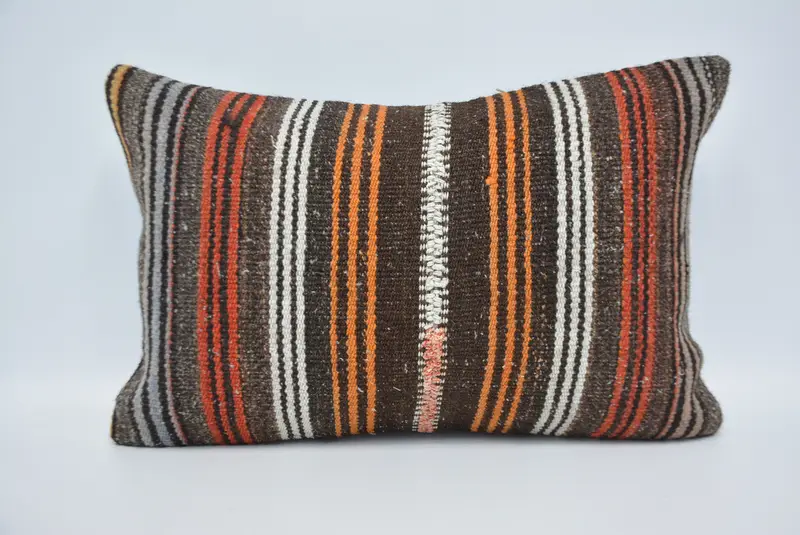 Cushion Case, Colorful Cushion, 16x24 White Pillow Sham, Bolster Pillow Case, Turkish Kilim Pillow, Throw Kilim Pillow, Interior Designer Pillow - 1