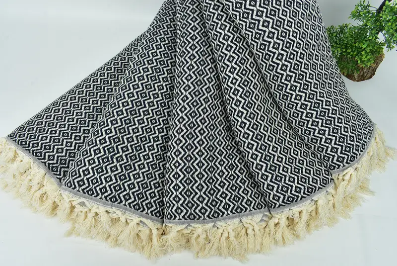 Mother Of The Groom Gift, Decorative Blanket, 96x80 Cotton Diamond Towel, Turkish Cotton Throw Blanket, Boho Throw Blankets, Tablecloth - 4