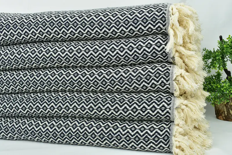 Mother Of The Groom Gift, Decorative Blanket, 96x80 Cotton Diamond Towel, Turkish Cotton Throw Blanket, Boho Throw Blankets, Tablecloth - 3