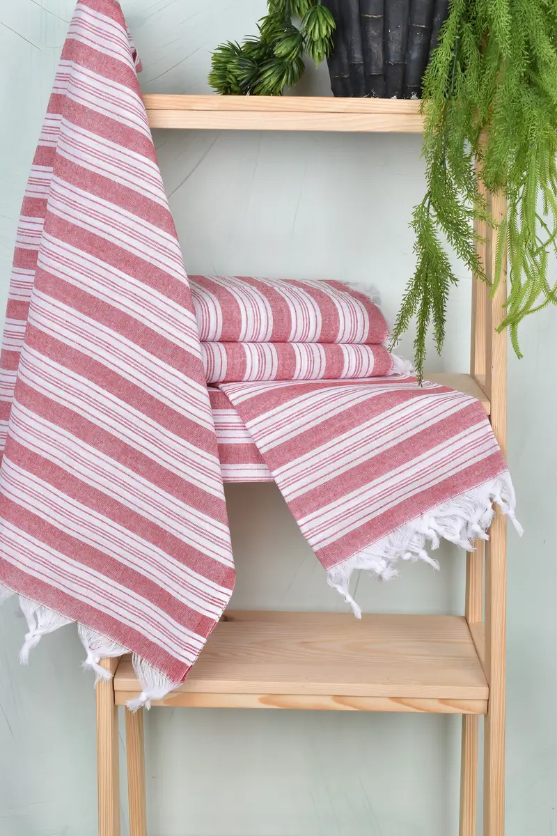 Spa Towel, Luxury Beach Towel, Thin towel, Quick-dry peshtemal, Wedding Gift, Eco-Friendly Turkish Towel, 70x40 Cotton Striped Towel, Bride Gift - 6