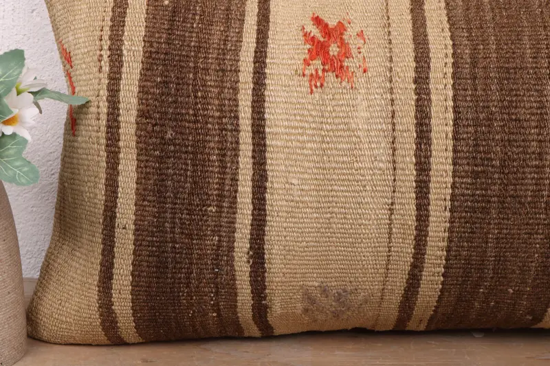 12x24 Brown Pillow, Tapestry Pillow, Pillow Sham, Vintage Kilim Pillow, Interior Designer Pillow, Seat Pillow Sham, Kilim Cushion Sham - 3