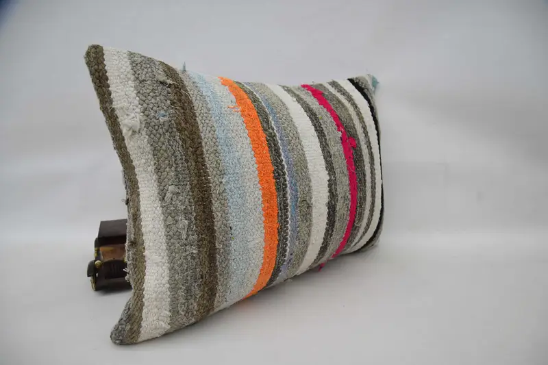 Chair Cushion, Seat Pillow Case, Pillow Sham, Boho Pillow Sham Cover, Ethnical Kilim Rug Pillow, 16x24 Brown Pillow, Vintage Kilim Throw Pillow - 3