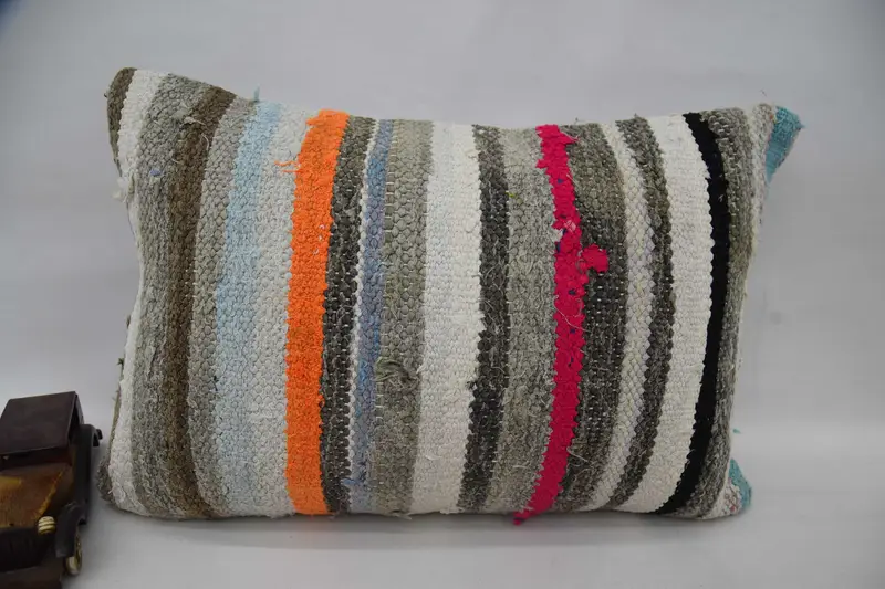 Chair Cushion, Seat Pillow Case, Pillow Sham, Boho Pillow Sham Cover, Ethnical Kilim Rug Pillow, 16x24 Brown Pillow, Vintage Kilim Throw Pillow - 4