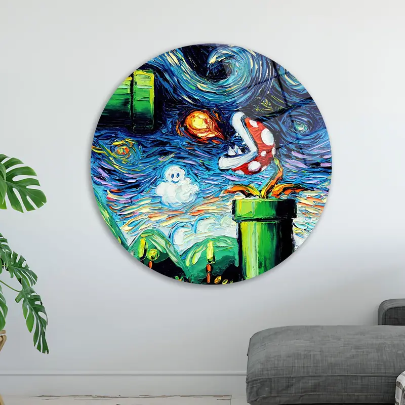 Modern Mario World Printed Glass: Elegant Super Mario Design