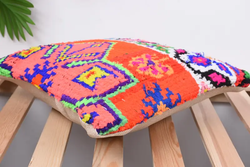 Living Room Throw Pillow Sham, Boho Pillow Sham Cover, Kilim Pillow Cover, Cushion, Boho Pillow, 14x14 Orange Cushion, Kilim Rug Cushion Cover - 6
