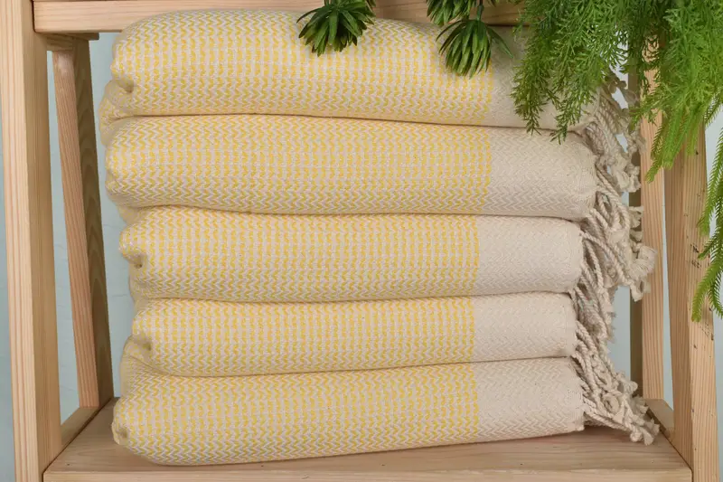 Monogram Hand Towel Mustard Organic Cotton/Linen, 40x20 Inches