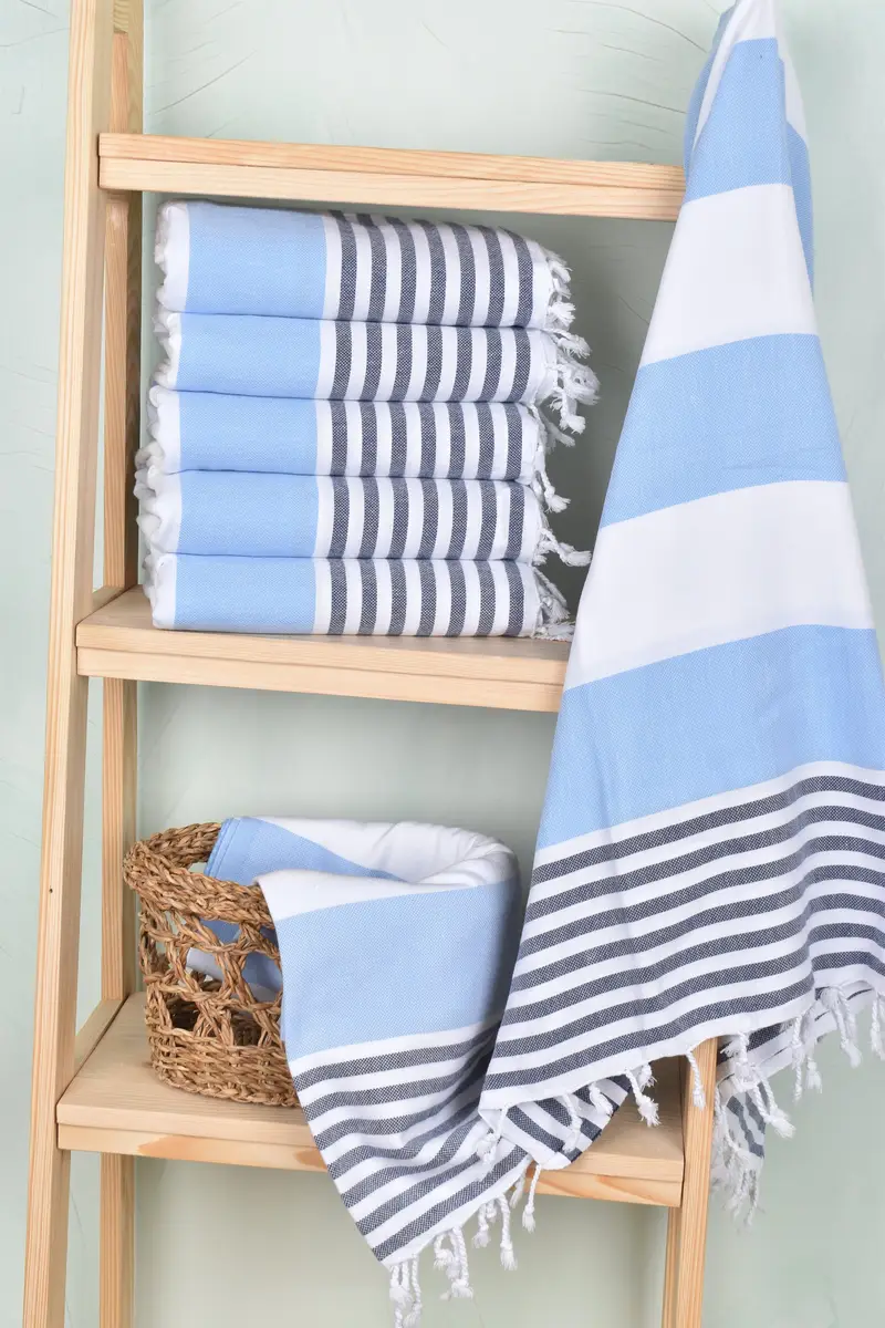 Bachelorette Party Gifts, House Warming Gift, Luxury Turkish peshtemal beach towel, Bridal Shower Favors, Gifts For Him, 70x40 Cotton Striped Towel - 3