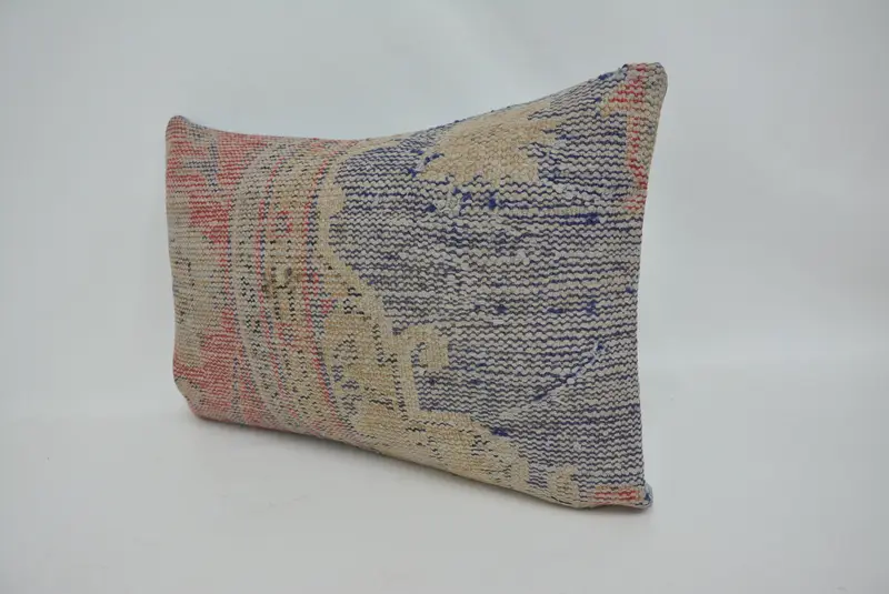 Vintage Kilim Throw Pillow, Handwoven Pillow Cover Cushion Case, Rustic Pillow, Kilim Cushion Sham, 16x24 Blue Pillow Case, Pillow for Sofa, Cushion - 4