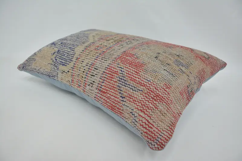 Vintage Kilim Throw Pillow, Handwoven Pillow Cover Cushion Case, Rustic Pillow, Kilim Cushion Sham, 16x24 Blue Pillow Case, Pillow for Sofa, Cushion - 6