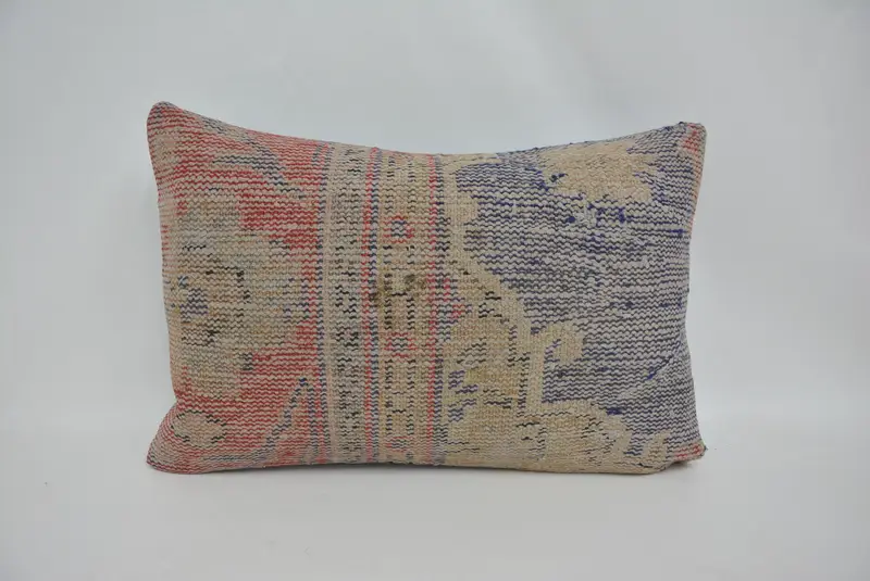 Vintage Kilim Throw Pillow, Handwoven Pillow Cover Cushion Case, Rustic Pillow, Kilim Cushion Sham, 16x24 Blue Pillow Case, Pillow for Sofa, Cushion - 1