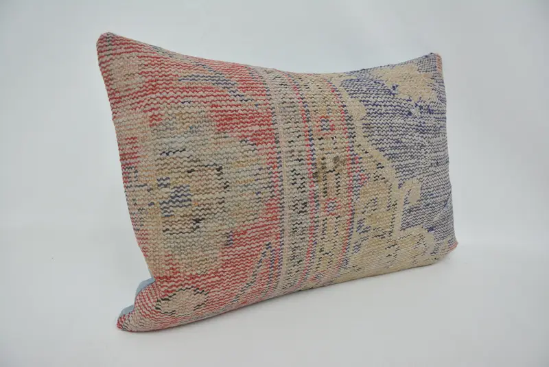 Vintage Kilim Throw Pillow, Handwoven Pillow Cover Cushion Case, Rustic Pillow, Kilim Cushion Sham, 16x24 Blue Pillow Case, Pillow for Sofa, Cushion - 3