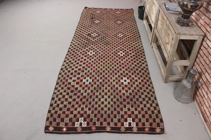 Pink Floral Rug, 3.4x9.7 ft Chic Home Decor