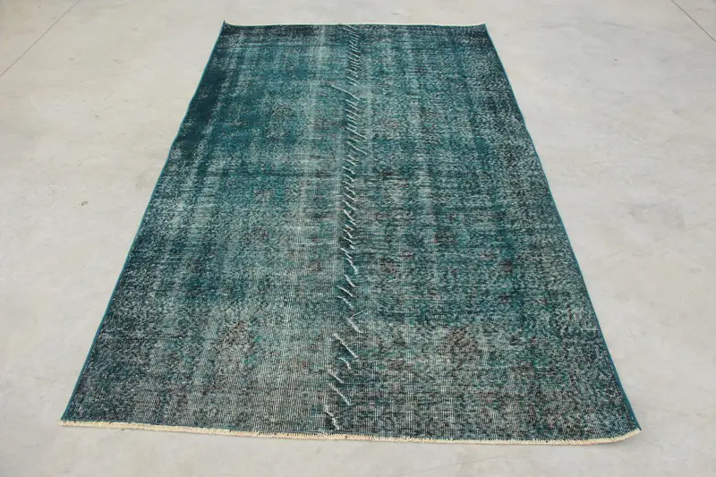 Vintage Turkish Rug, 4.6x7.5 ft Oushak Rug, Blue Gray Rug - 1