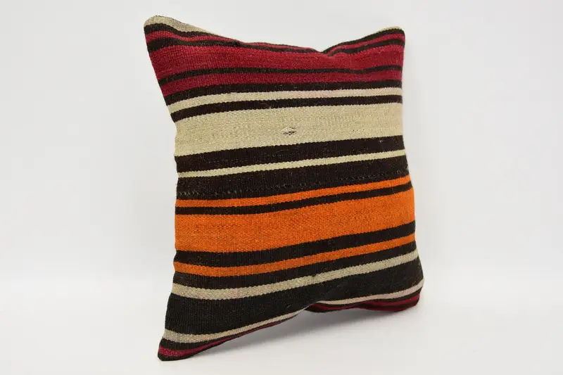Kilim Cushion Sham, 12x12 Brown Pillow, Ethnical Kilim Rug Pillow, Throw Kilim Pillow, Pillow Sham, Handmade Rug Seat Pillow Cover - 3