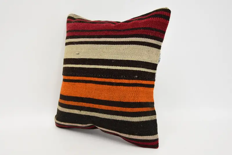 Kilim Cushion Sham, 12x12 Brown Pillow, Ethnical Kilim Rug Pillow, Throw Kilim Pillow, Pillow Sham, Handmade Rug Seat Pillow Cover - 4