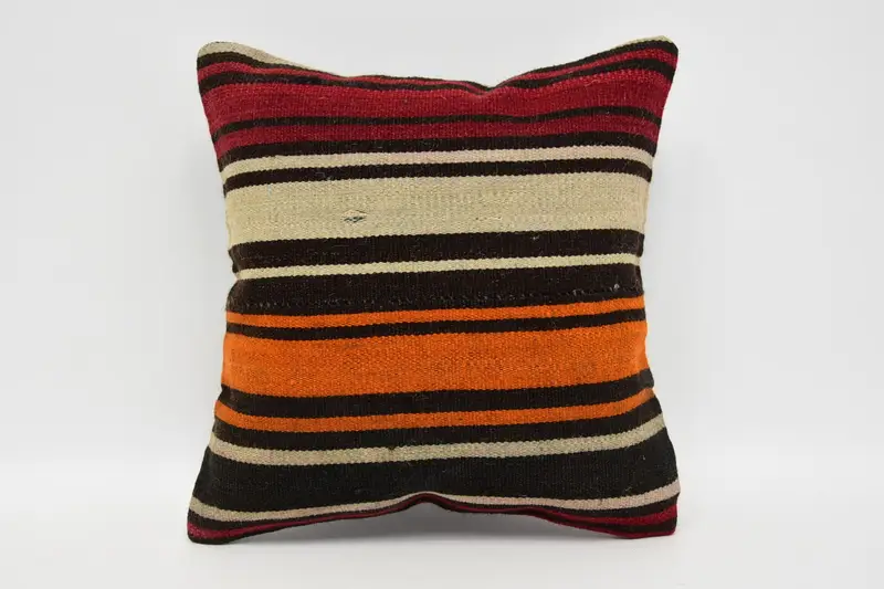 Kilim Cushion Sham, 12x12 Brown Pillow, Ethnical Kilim Rug Pillow, Throw Kilim Pillow, Pillow Sham, Handmade Rug Seat Pillow Cover - 1