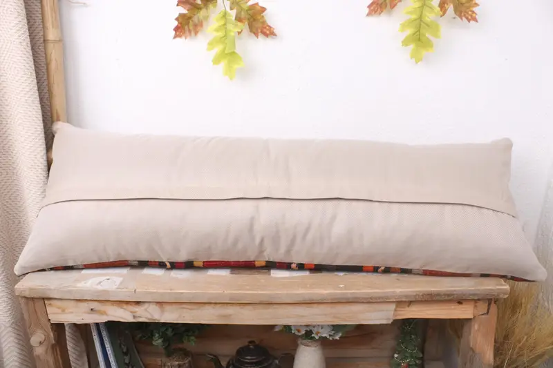 Turkish Kilim Pillow, Traditional Cushion Cover, Handmade Cushion Case, 12x36 Red Cushion, Ethnical Kilim Rug Pillow, Pillow for Couch, Pillow Sham - 7