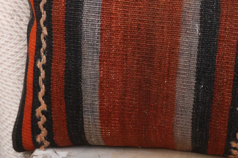 Turkish Kilim Pillow, Traditional Cushion Cover, Handmade Cushion Case, 12x36 Red Cushion, Ethnical Kilim Rug Pillow, Pillow for Couch, Pillow Sham - 3