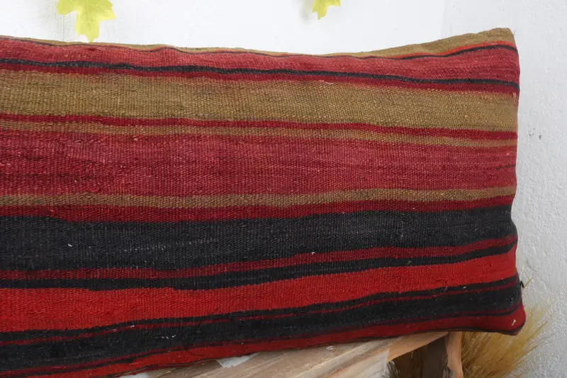 Handmade Kilim Cushion, Natural Cushion Case, Interior Designer Pillow, Gift Pillow, Sustainable Pillow Cover, Cushion, 16x36 Red Pillow Case - 5