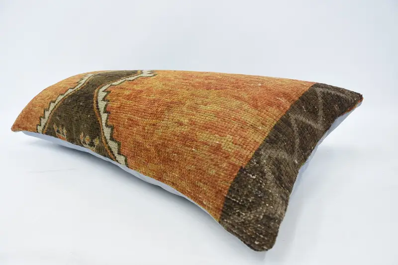 Boho Pillow, Authentic Cushion Case, 16x36 Orange Pillow Cover, Pillow Sham, Boho Chic Pillow Sham, Throw Kilim Pillow, Vintage Kilim Pillow - 5