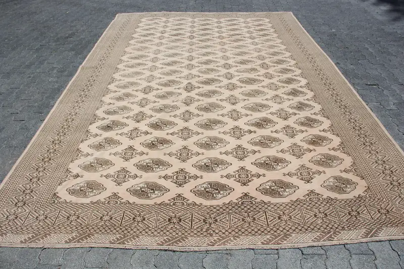 8.3x12.5 ft Turkish Vintage Rug, Oversize Rug, Brown Oushak Ikat Rug - 1