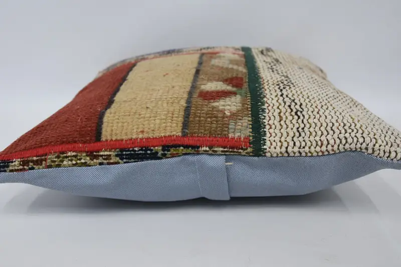 Turkish Pillow, Turkish Kilim Pillow, 16x16 Red Pillow Cover, Cushion Cover, Square Throw Pillow Case, Boho Pillow Sham Cover - 5