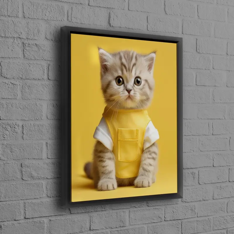 Çocuk ve Bebek Odası için Modern Sarı Sevimli Hayvan Kanvası