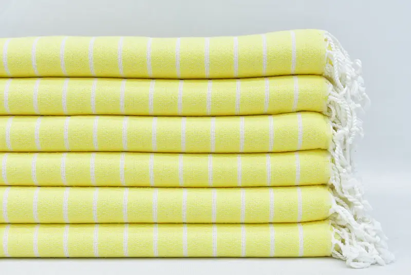 70x40 Yellow Striped Monogrammed Turkish Towel, Wedding Gift