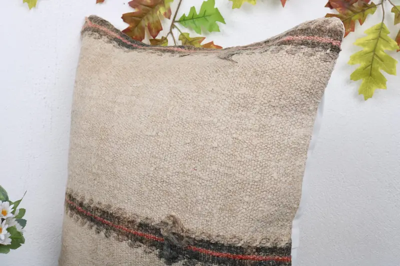 Throw Kilim Pillow, Turkish Kilim Pillow, Pillow Cover, Turkish Rugs Pillow Cover, 20x20 Beige Pillow Cover, Turkish Pillow - 5