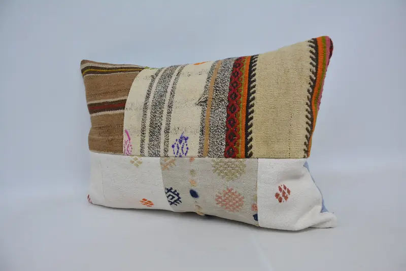 Antique Pillows, Pillow, Handmade Kilim Cushion, Kilim Pillow, Kilim Rug Cushion Case, Office Chair Pillow Sham, 20x28 Brown Cushion Case - 4