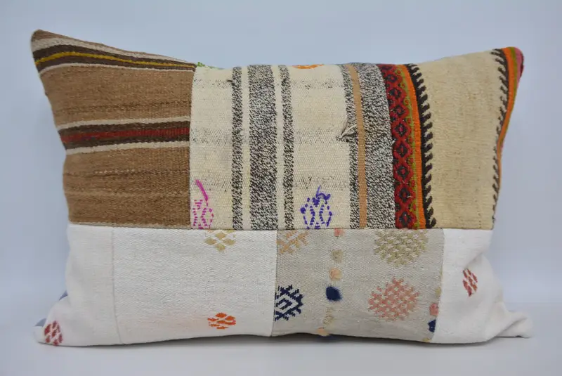 Antique Pillows, Pillow, Handmade Kilim Cushion, Kilim Pillow, Kilim Rug Cushion Case, Office Chair Pillow Sham, 20x28 Brown Cushion Case - 1