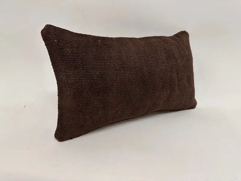 Pillow for Couch, Cushion Case, Vintage Kilim Throw Pillow, Gift Pillow, Handmade Throw Pillow Cover, 12x20 Brown Pillow Sham, Ethnic Pillow - 3