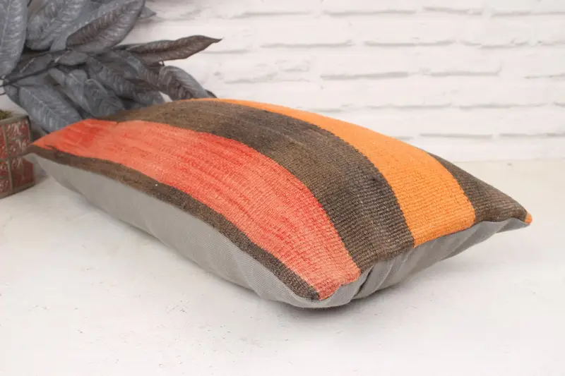 Gift Pillow, Turkish Pillow, Kilim Pillow, Pillow, Neutral Pillow Cover, Pet Cushion Cover, Aesthetic Pillow Case, 12x24 Red Cushion, Bed Cushion - 6