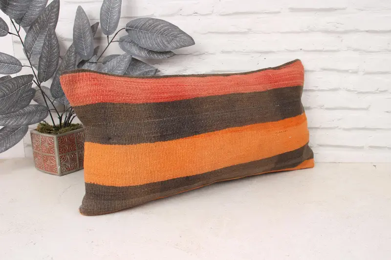 Gift Pillow, Turkish Pillow, Kilim Pillow, Pillow, Neutral Pillow Cover, Pet Cushion Cover, Aesthetic Pillow Case, 12x24 Red Cushion, Bed Cushion - 3