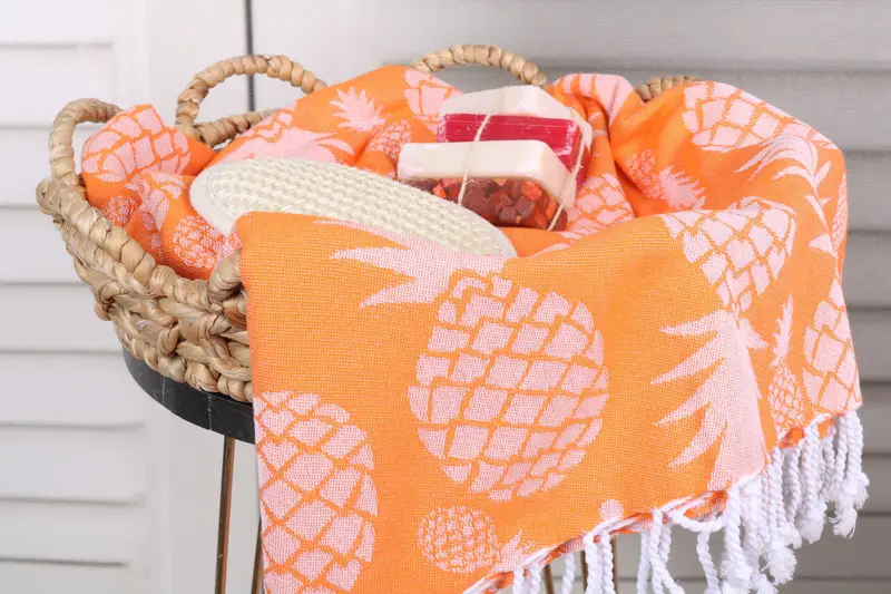 70x36 Cotton Pineapple Design Towel, Personalized Beach Towel, Fouta towel, Peshtemal Towel USA, Personalized Bridesmaid Gift, Maid Of Honor Gift - 3