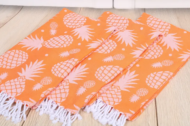 70x36 Cotton Pineapple Design Towel, Personalized Beach Towel, Fouta towel, Peshtemal Towel USA, Personalized Bridesmaid Gift, Maid Of Honor Gift - 7