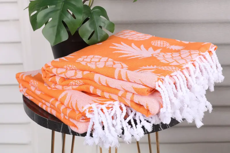 70x36 Cotton Pineapple Design Towel, Personalized Beach Towel, Fouta towel, Peshtemal Towel USA, Personalized Bridesmaid Gift, Maid Of Honor Gift - 4